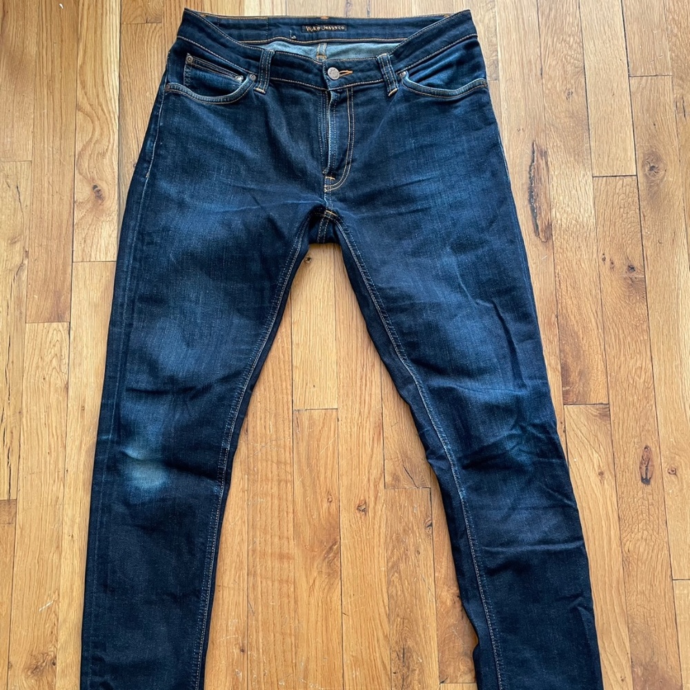 Men’s Nudie Jeans Skinny Lin Dry Deep Orange jeans 32x32